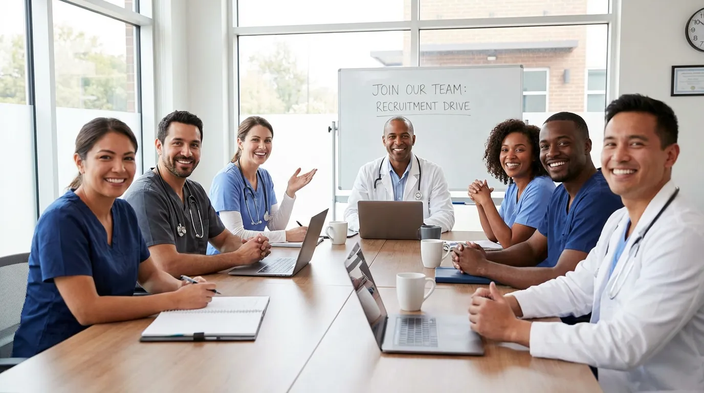 Équipe vétérinaire souriante en réunion dans une clinique moderne