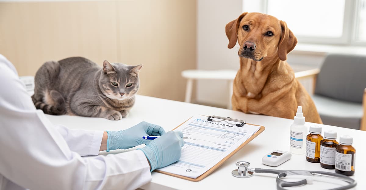 Prix consultation vétérinaire en clinique avec facture, chien et chat en attente